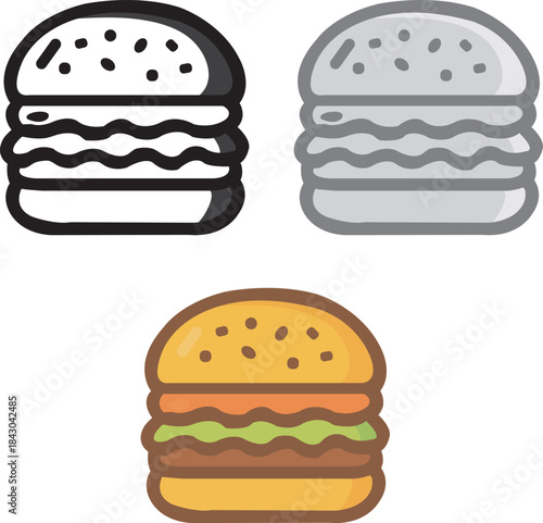 Burger Icon – Fast Food Sandwich Vector Illustration