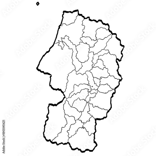 山形県地図 筆タッチ 市町村区分 和風 東北 東日本 / A brushstroke map of Yamagata Prefecture 2