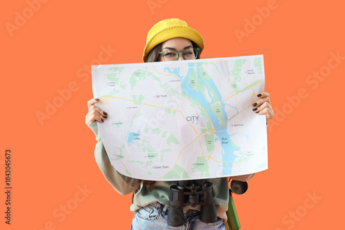 Female guide with map on or...