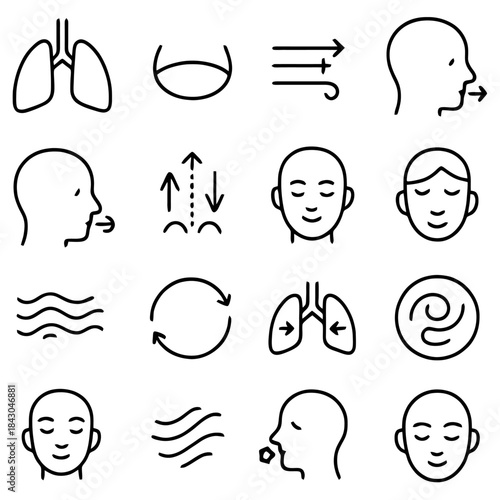 Breathe Easy: An abstract collection of line drawings that illustrate the essence of breathing, representing vital process of life. 