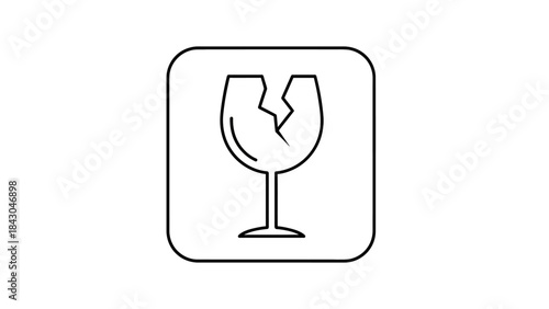 Symbol of Fragile Handle with Care Glassware Packaging Warning Sign
