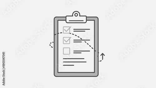 A clipboard with a checklist and tick marks, suggesting task completion and progress tracking