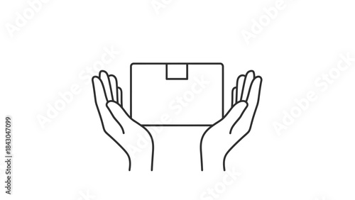 Safe Delivery: A pair of hands tenderly cradles a cardboard box, symbolizing secure delivery and care.