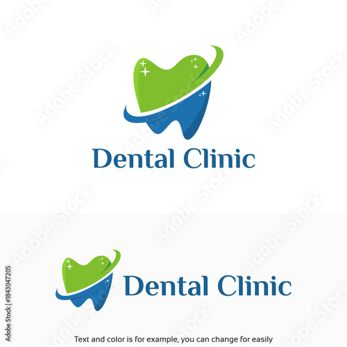 Modern Dental Clinic Logo Design with Tooth Icon and Swoosh.