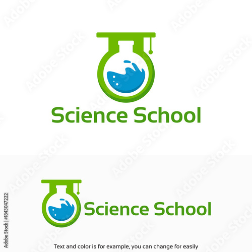 Science School Logo Design with Flask and Graduation Cap.