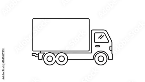 Delivery Truck Outline: A clean outline of a delivery truck, perfect for logistics and transportation concepts, with a focus on simplicity and clarity.