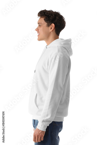 Smiling young man in hoodie...