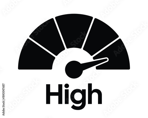 High Risk Gauge Icon – Five-Segment Meter Pointing Right – High Quality Vectorial Stock Image