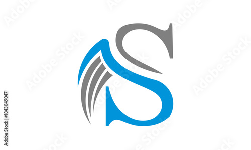 Elegant S Symbol: A sophisticated logo featuring a stylized S integrated with wing elements, creating a sense of flight and refined style, perfect for branding.