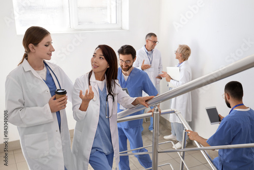 Team of doctors on stairs i...