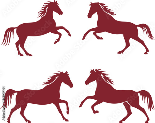 Minimalist horse logo templates. Flat vector equestrian sport symbols and farm ranch branding icons.