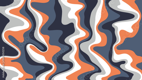 Abstract Slate Blue and Terracotta Liquid Marble, Minimalist Flat Design Wavy Background