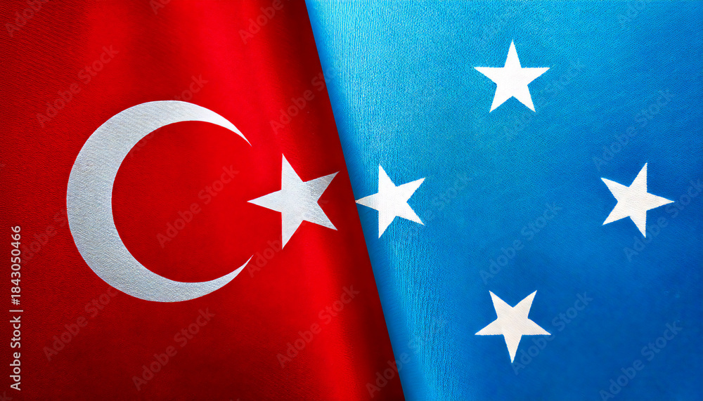 Obraz premium トルコの国旗とミクロネシアの国旗(Turkey flag & Micronesia flag.) 
