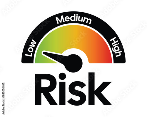 Low Risk Gauge Icon – Green Semicircular Meter with Needle – High Quality Vectorial Stock Image