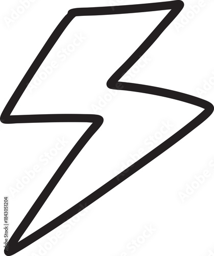 Simple lightning bolt line icon isolated on transparent background