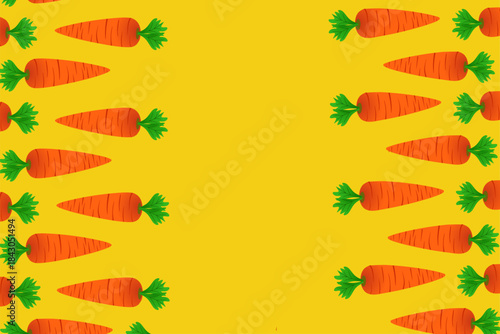 Carrot Seamless Pattern with Bright Flat Illustration for Food Packaging