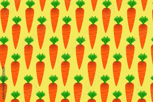 Carrot Seamless Pattern with Bright Flat Illustration for Food Packaging