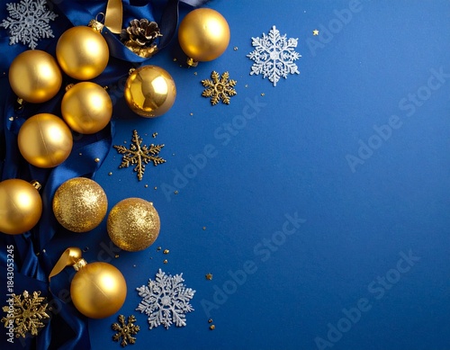 Merry Christmas greeting template with festive holiday atmosphere. Features elegant Christmas decorations, seasonal elements, and warm winter colors. Suitable for greeting cards, posters, banners, soc