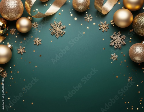 Merry Christmas greeting template with festive holiday atmosphere. Features elegant Christmas decorations, seasonal elements, and warm winter colors. Suitable for greeting cards, posters, banners, soc