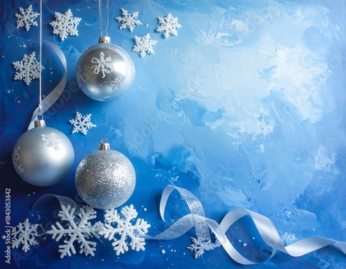 Merry Christmas greeting template with festive holiday atmosphere. Features elegant Christmas decorations, seasonal elements, and warm winter colors. Suitable for greeting cards, posters, banners, soc