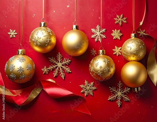 Merry Christmas greeting template with festive holiday atmosphere. Features elegant Christmas decorations, seasonal elements, and warm winter colors. Suitable for greeting cards, posters, banners, soc