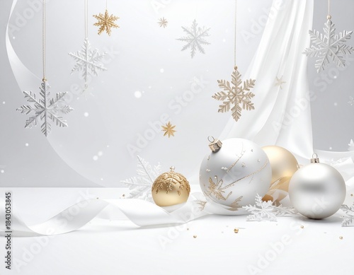 Merry Christmas greeting template with festive holiday atmosphere. Features elegant Christmas decorations, seasonal elements, and warm winter colors. Suitable for greeting cards, posters, banners, soc