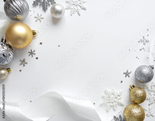 Merry Christmas greeting template with festive holiday atmosphere. Features elegant Christmas decorations, seasonal elements, and warm winter colors. Suitable for greeting cards, posters, banners, soc