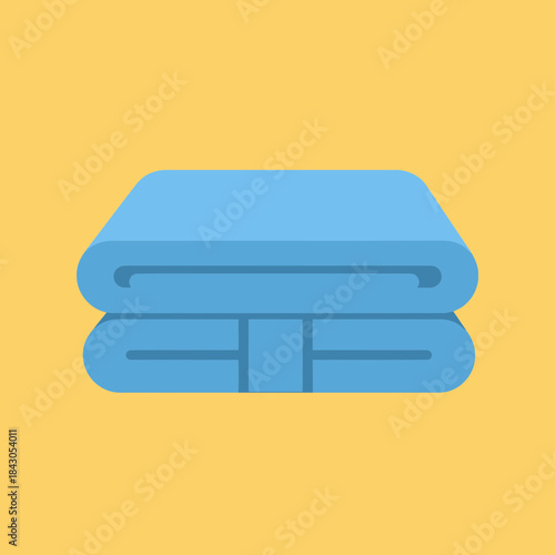 Folded light blue towel with rounded edges and simple design.