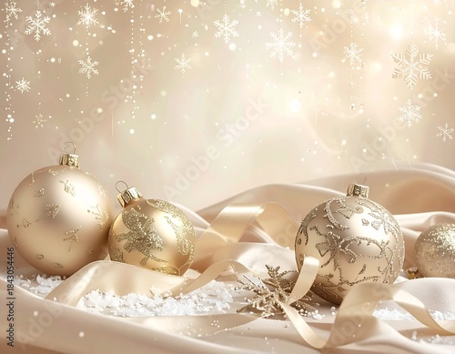 Merry Christmas greeting template with festive holiday atmosphere. Features elegant Christmas decorations, seasonal elements, and warm winter colors. Suitable for greeting cards, posters, banners, soc