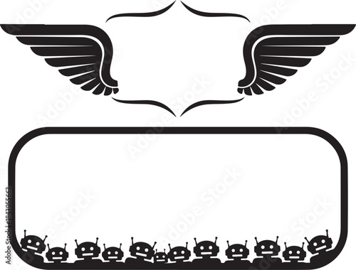 Eagle with wide wings in a simple black vector design