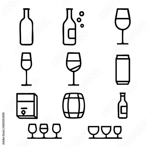 Minimalist wine icons sheet
