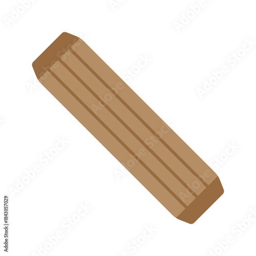 Wooden dowel rod flat color icon isolated on white
