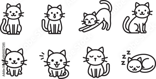 cute cat line icon