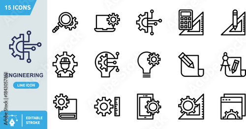 Engineering icon featuring a stylized gear integrated with a digital circuit board pattern represents the intersection of mechanical processes and advanced technology symbolizing complex system devel