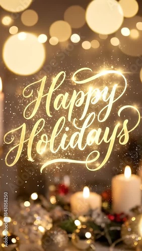 Happy Holidays Sparkling Gold Calligraphy Christmas Decoration