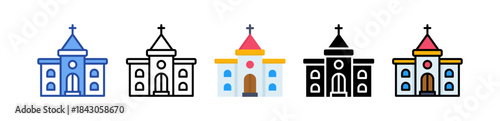 Church Icon Multi Style Illustration
