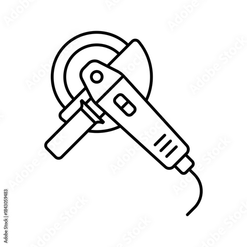 Outline Electric Angle Grinder Power Tool Line Art Icon
