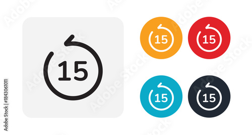 Backward 15 seconds icon illustration isolated vector sign symbol
