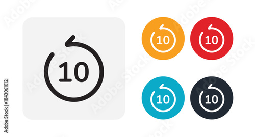 Backward 10 seconds icon illustration isolated vector sign symbol
