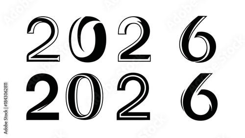 Year 2026 typography variations for design and editorial use