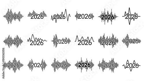 Abstract audio waveform visualization representing data trends from 2026 with artistic patterns