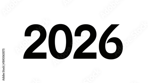 Bold and Modern Representation of the Year 2026 in Large Black Numbers on Plain White Background