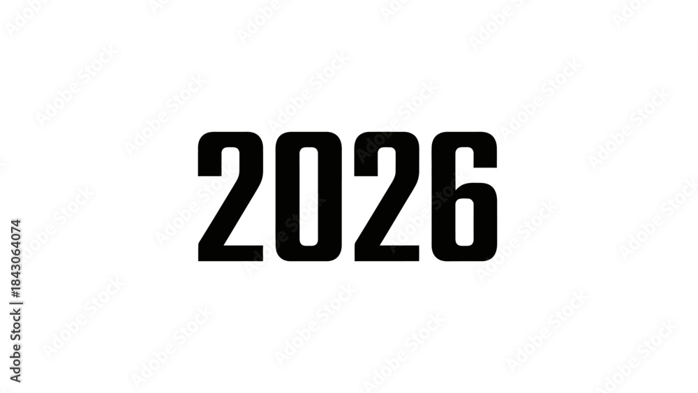 Fototapeta premium Bold Year 2026 Typography Design in Minimalist Style for Future Planning