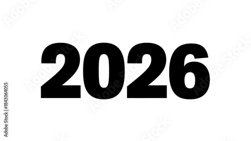 Bold Minimalist Design Featuring the Year 2026 in Large Black Typeface on White Background