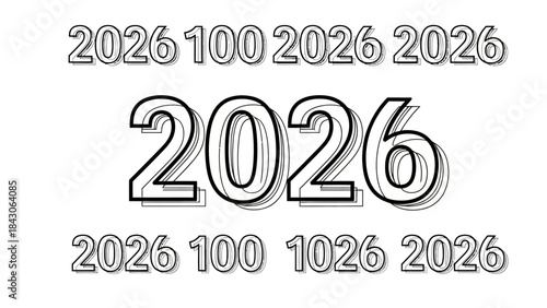Celebrating the Year 2026 with Repeating Year Numbers in a Creative Design