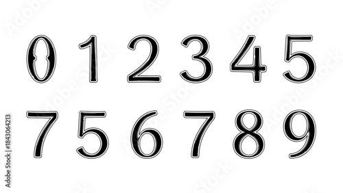 Collection of Numeric Digits from 0 to 9 in Various Styles for Typography and Design Purposes