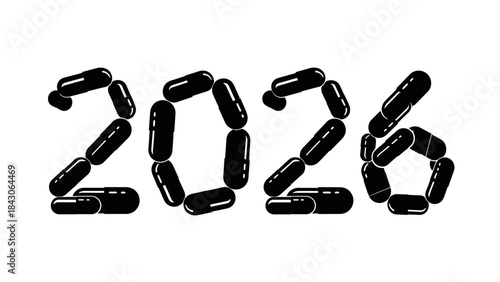 Creative Number Design Using Pill Shapes Celebrating the Year 2020 in a Modern Style