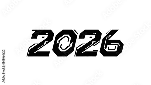 Digital artistic representation of the year 2026 with futuristic font style