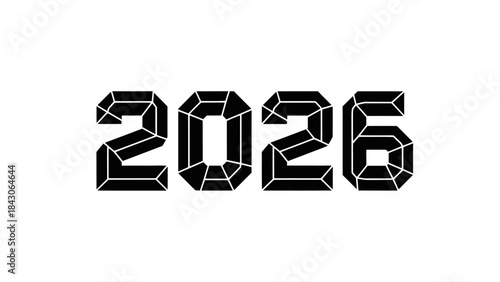 Digital Design of the Year 2026 with Futuristic Polyhedral Font Style
