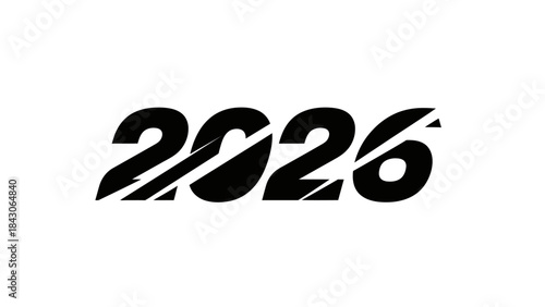 Futuristic 2026 Typography Design in Bold Black Font on White Background